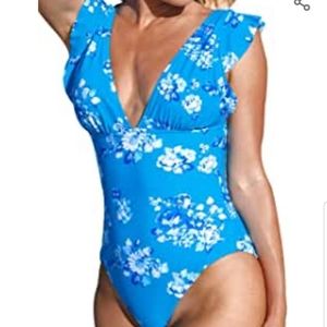 V neck one piece swimsuit